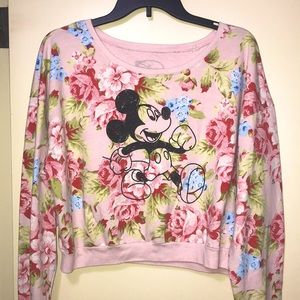 Disney Floral Mickey Mouse Crop Sweater